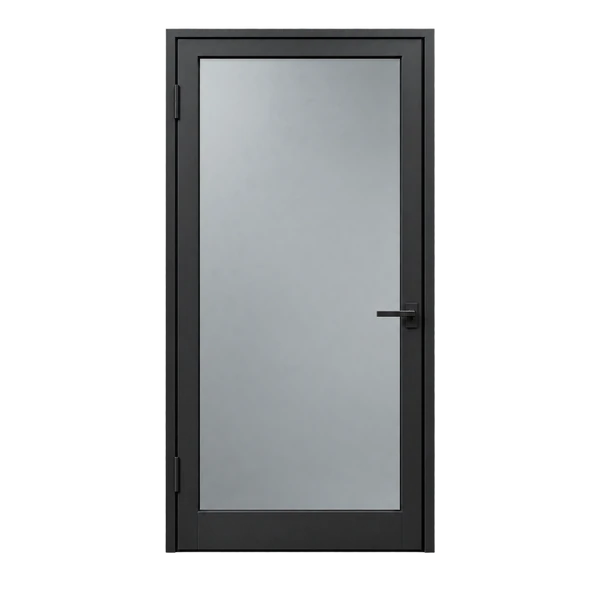 Porte en aluminium avec cadre noir, vue de face — Binaa
