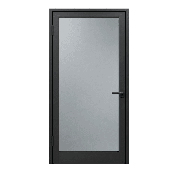 Porte en aluminium avec cadre noir, vue de face — Binaa