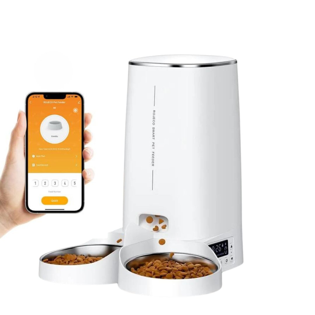 Mangeoire distributeur automatique croquettes 2 bols 4L Rojeco Wifi - ROJECO - Binaa