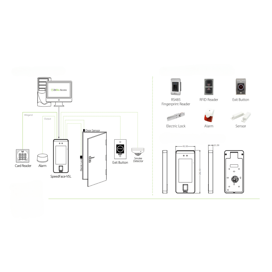 Pointeuse biométrique ZKTeco SpeedFace V5L - ZKTECO - Binaa